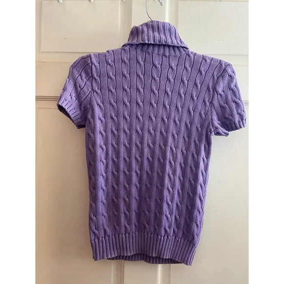 Ralph Lauren Lilac Cable Knit Turtleneck Sweater - Picture 2 of 4